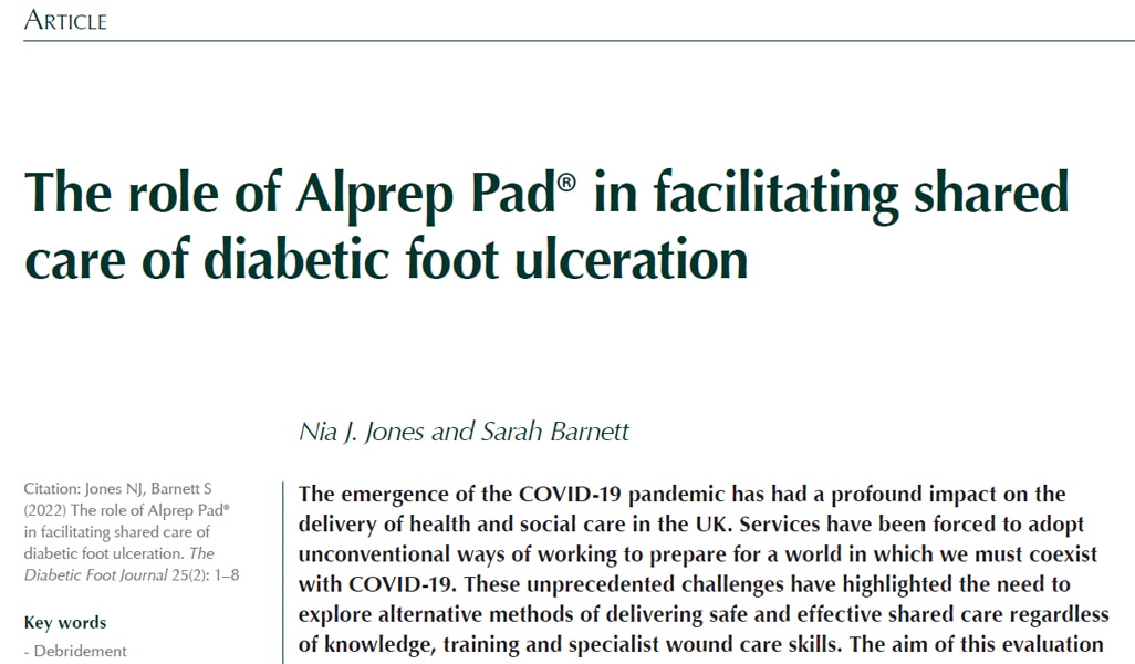 The role of Alprep Pad® in facilitating shared care of diabetic foot ulceration