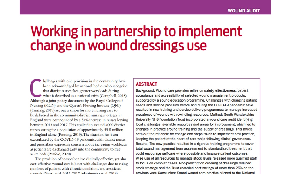 Working in partnership to implement  change in wound dressings use