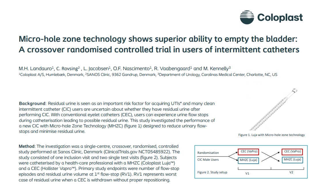Micro-hole zone technology shows superior ability to empty the bladder: A crossover randomised controlled trial in users of intermittent catheters
