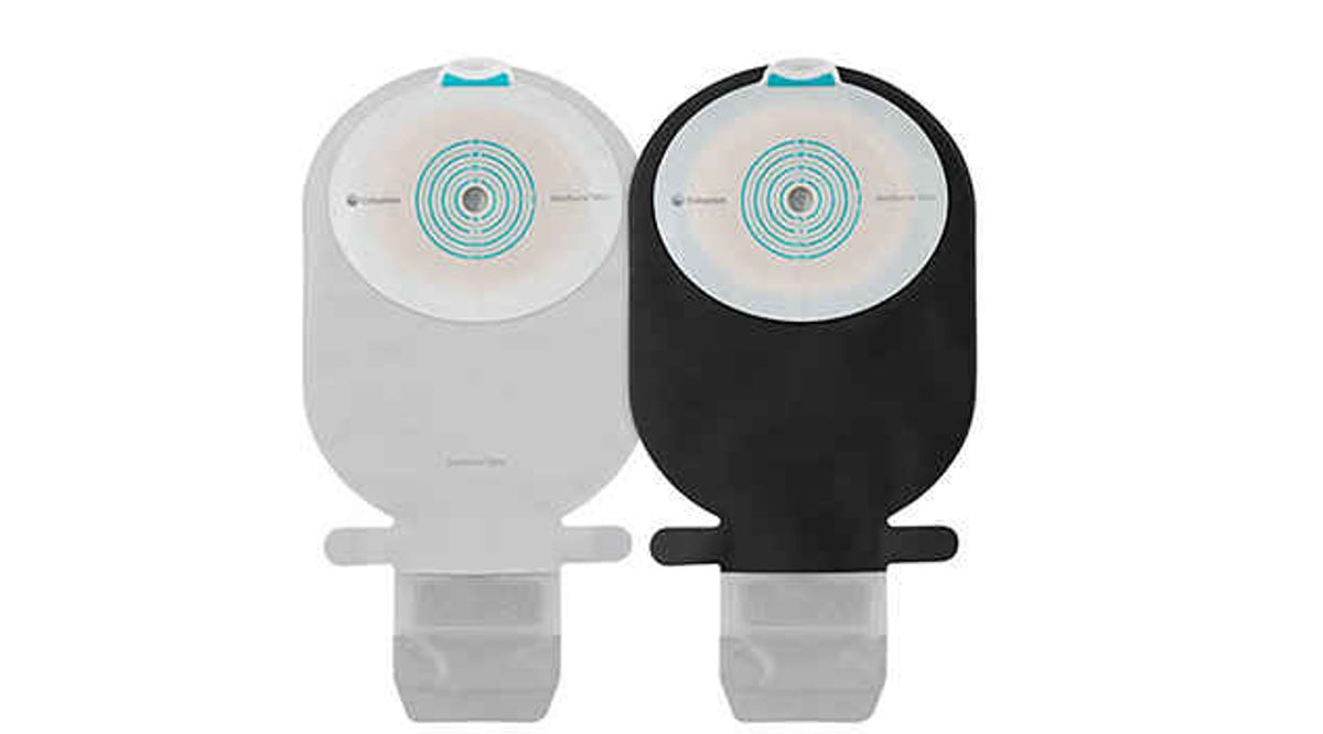 classic grey colour SenSura Mio stoma bag next to the new black bag colour